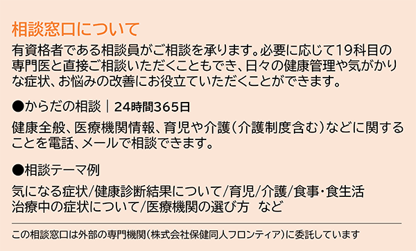 健康なんでも相談ダイヤルカードの裏面